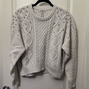 Habitual Cream Embellished Crew Neck Sweater